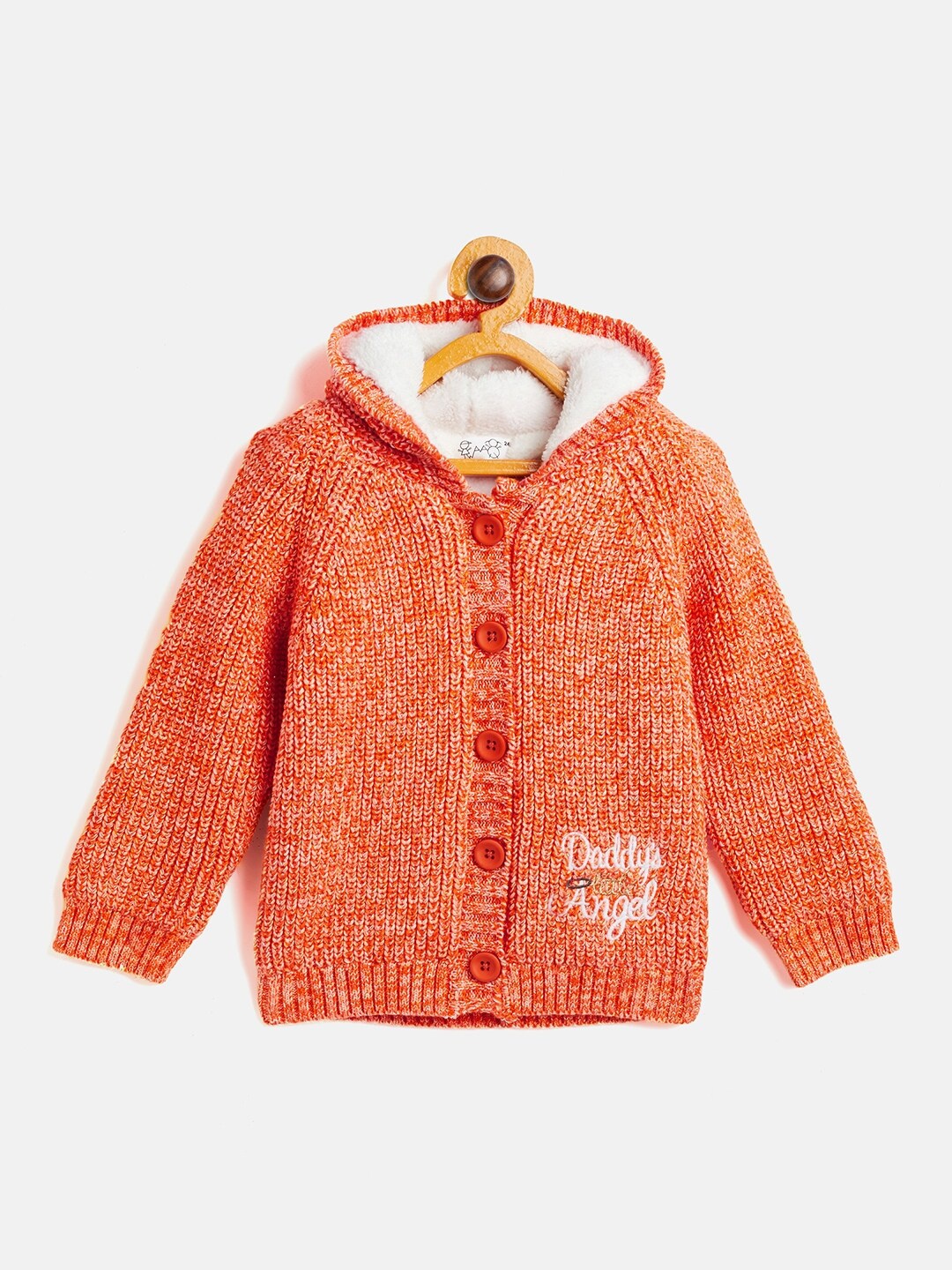 

JWAAQ Girls Orange & White Embroidered Printed Pullover