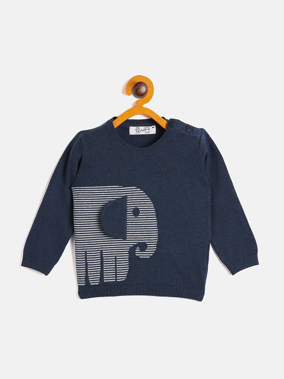 

JWAAQ Unisex Kids Navy Blue & White Printed Pullover
