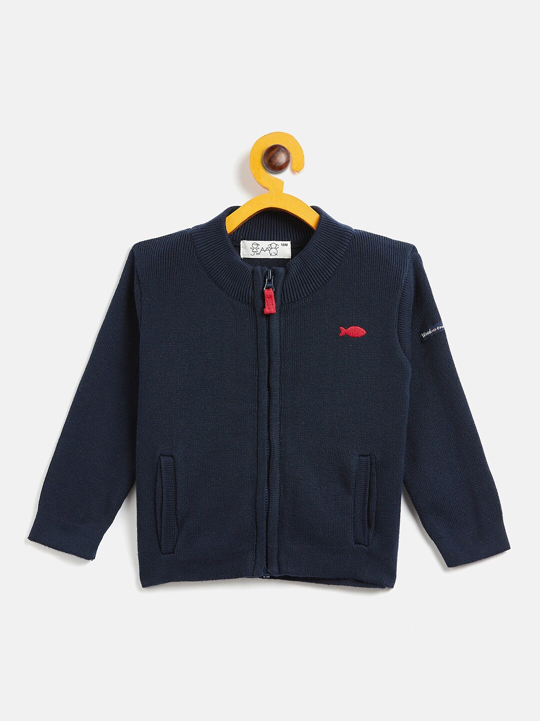 

JWAAQ Unisex Kids Navy Blue & Red Cardigan