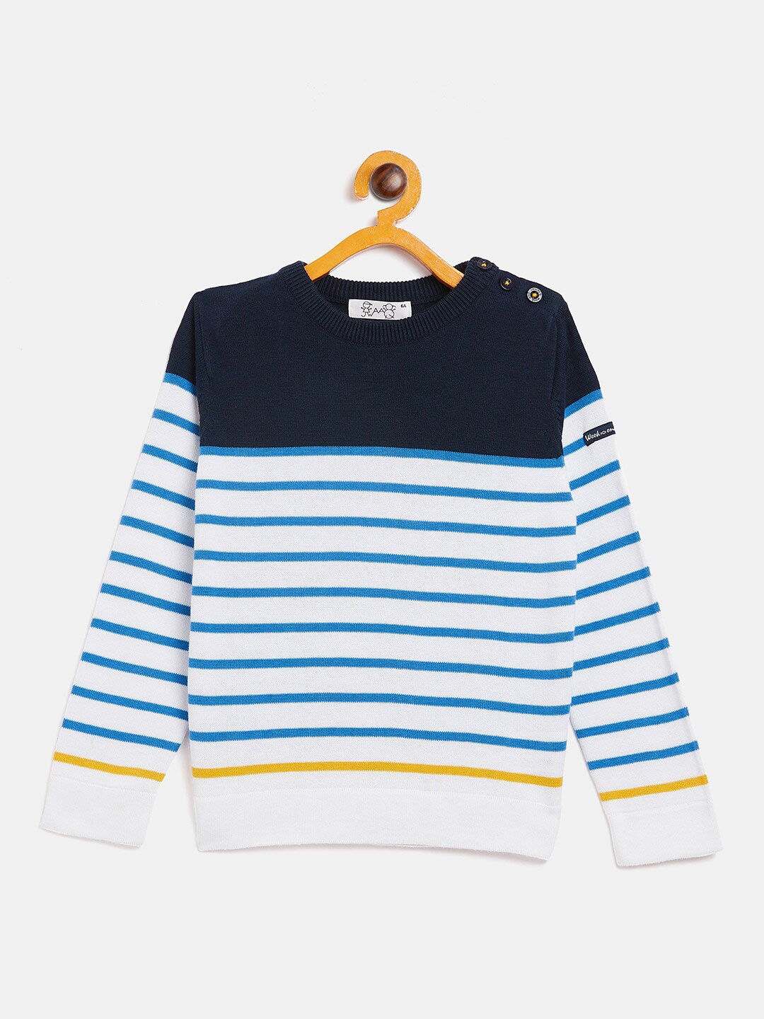 

JWAAQ Unisex Kids Navy Blue & White Striped Pullover