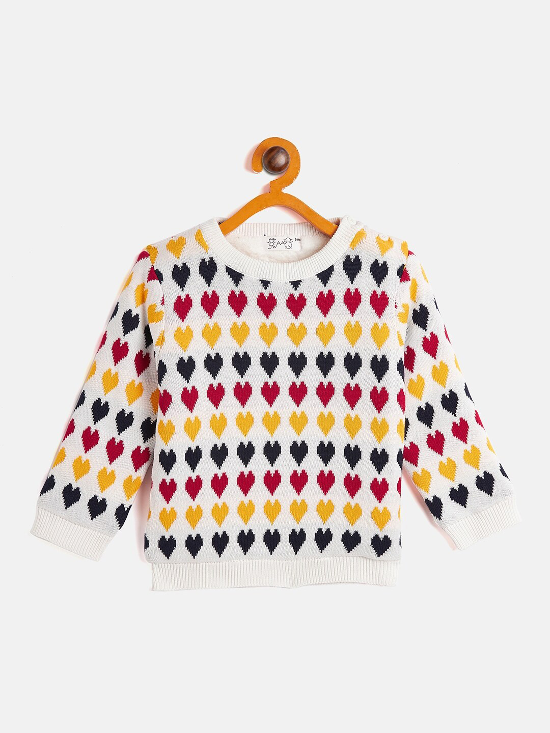 

JWAAQ Girls Multicoloured & White Printed Pullover, Multi