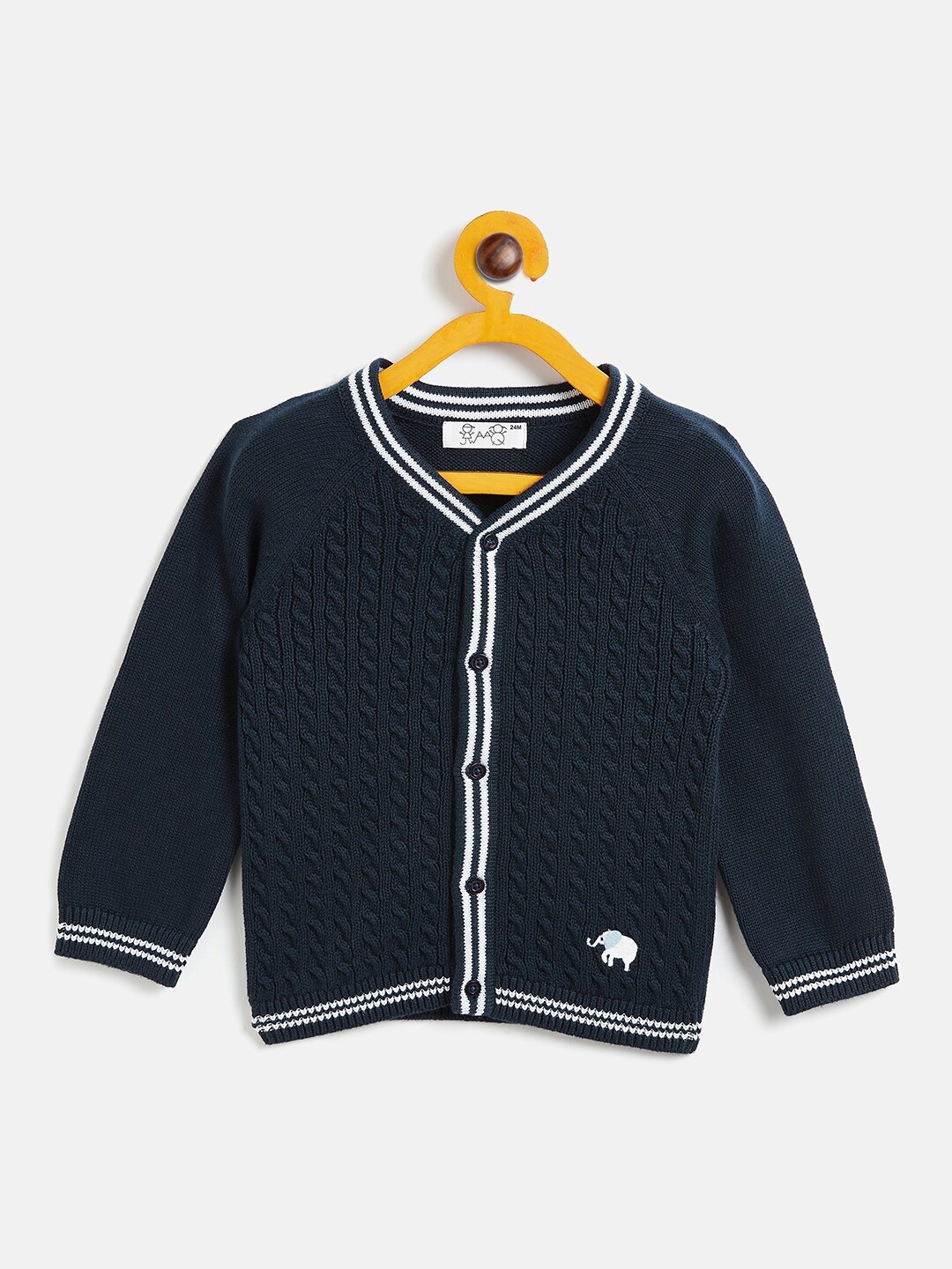 

JWAAQ Unisex Kids Navy Blue & White Cardigan