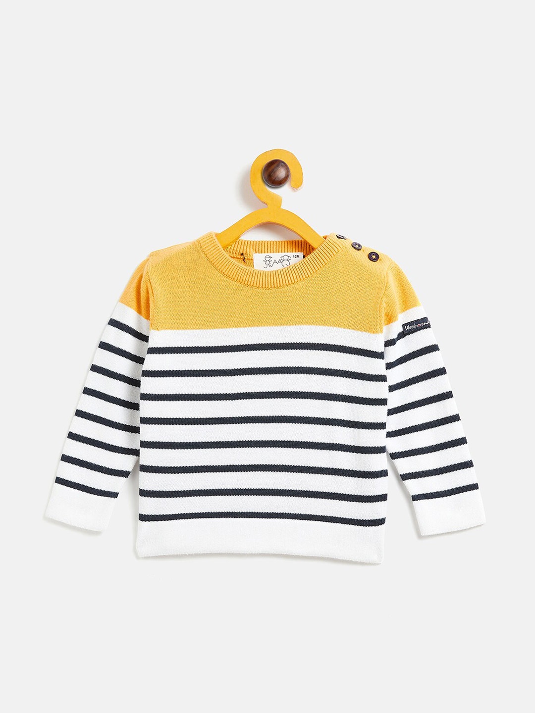 

JWAAQ Unisex Kids Yellow & White Striped Pullover