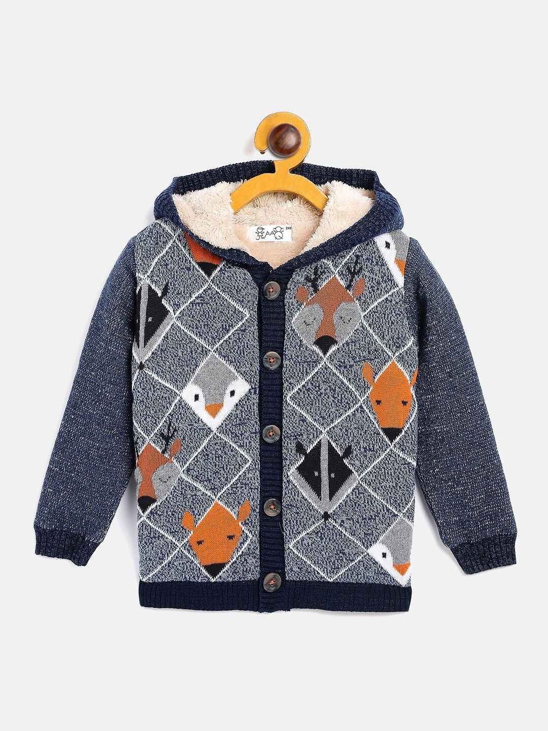 

JWAAQ Unisex Kids Navy Blue & White Printed Pullover