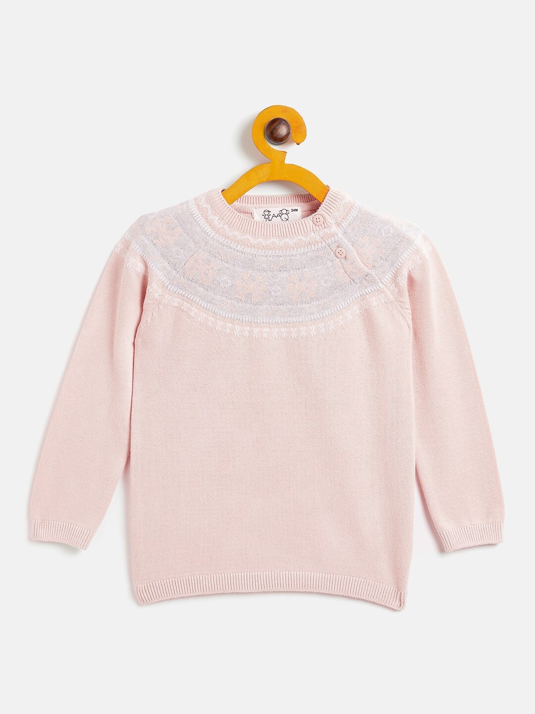 

JWAAQ Girls Pink Embroidered Printed Pullover