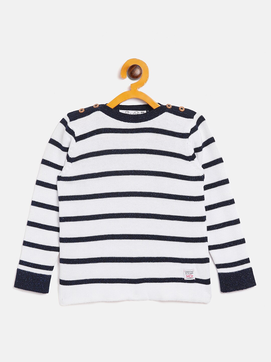 

JWAAQ Girls Navy Blue & White Striped Pullover