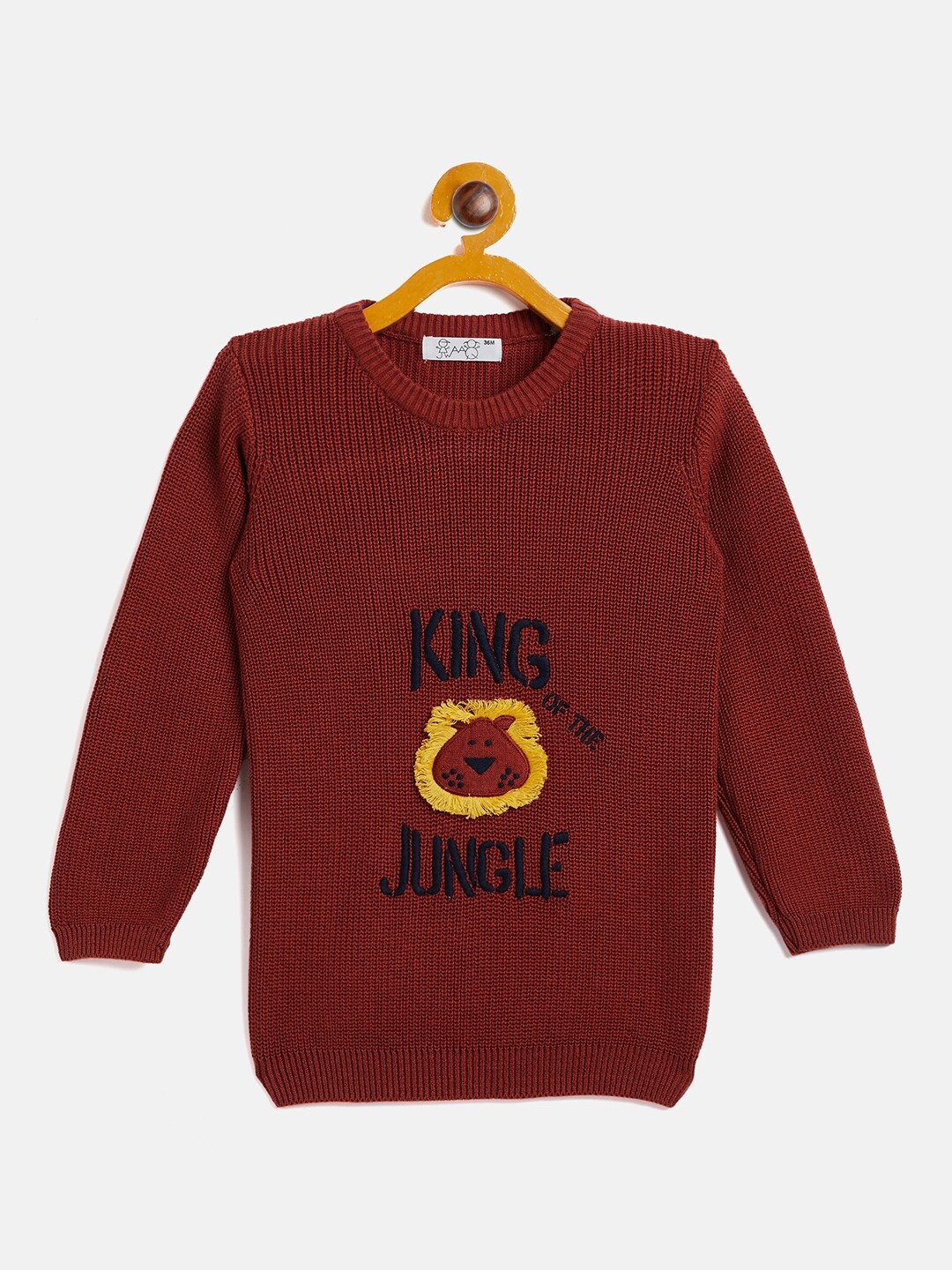 

JWAAQ Unisex Kids Rust & Yellow Embroidered Printed Pullover