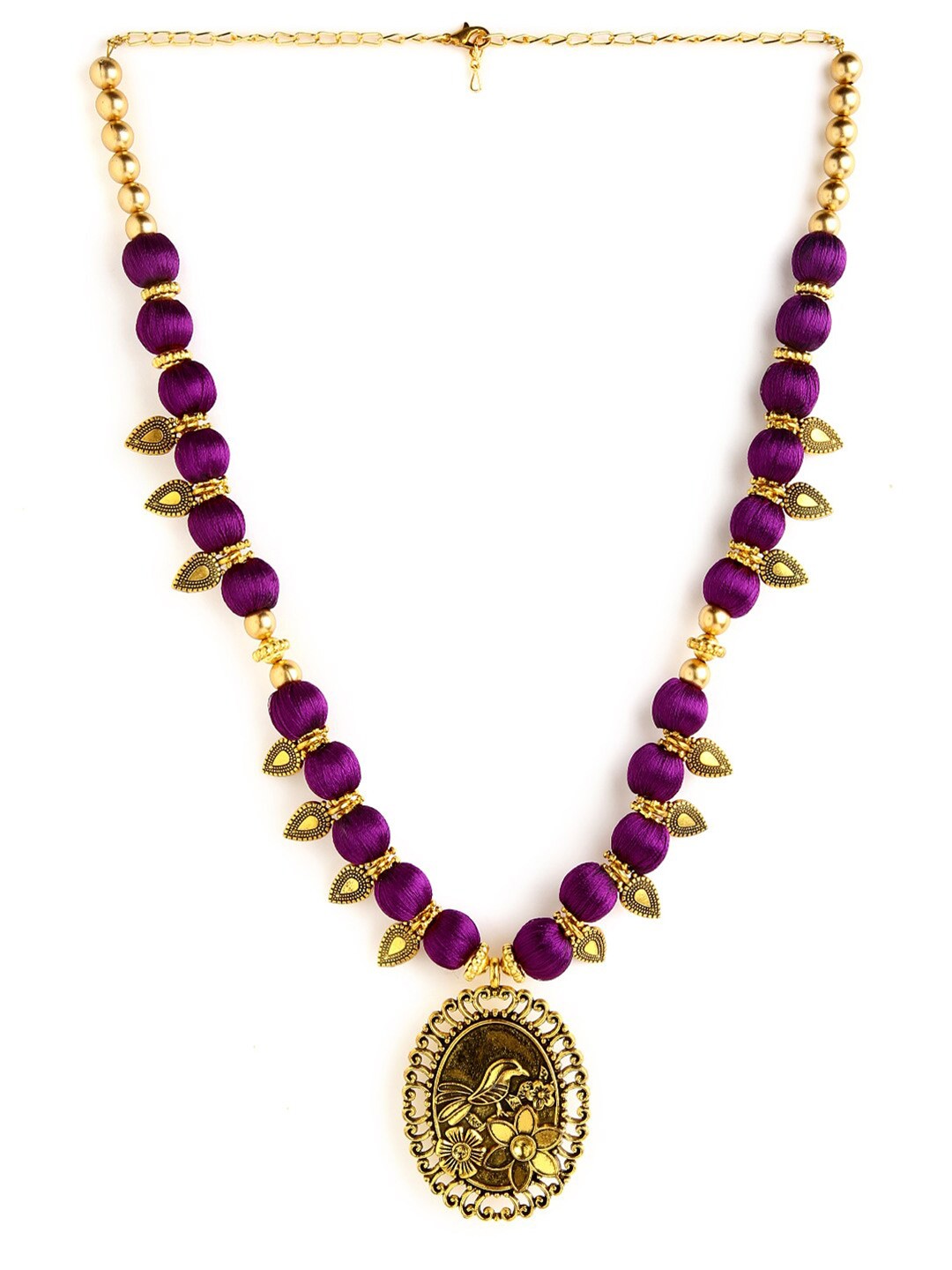 

AKSHARA Purple & Gold-Toned German Silver Gold-Plated Handcrafted Necklace