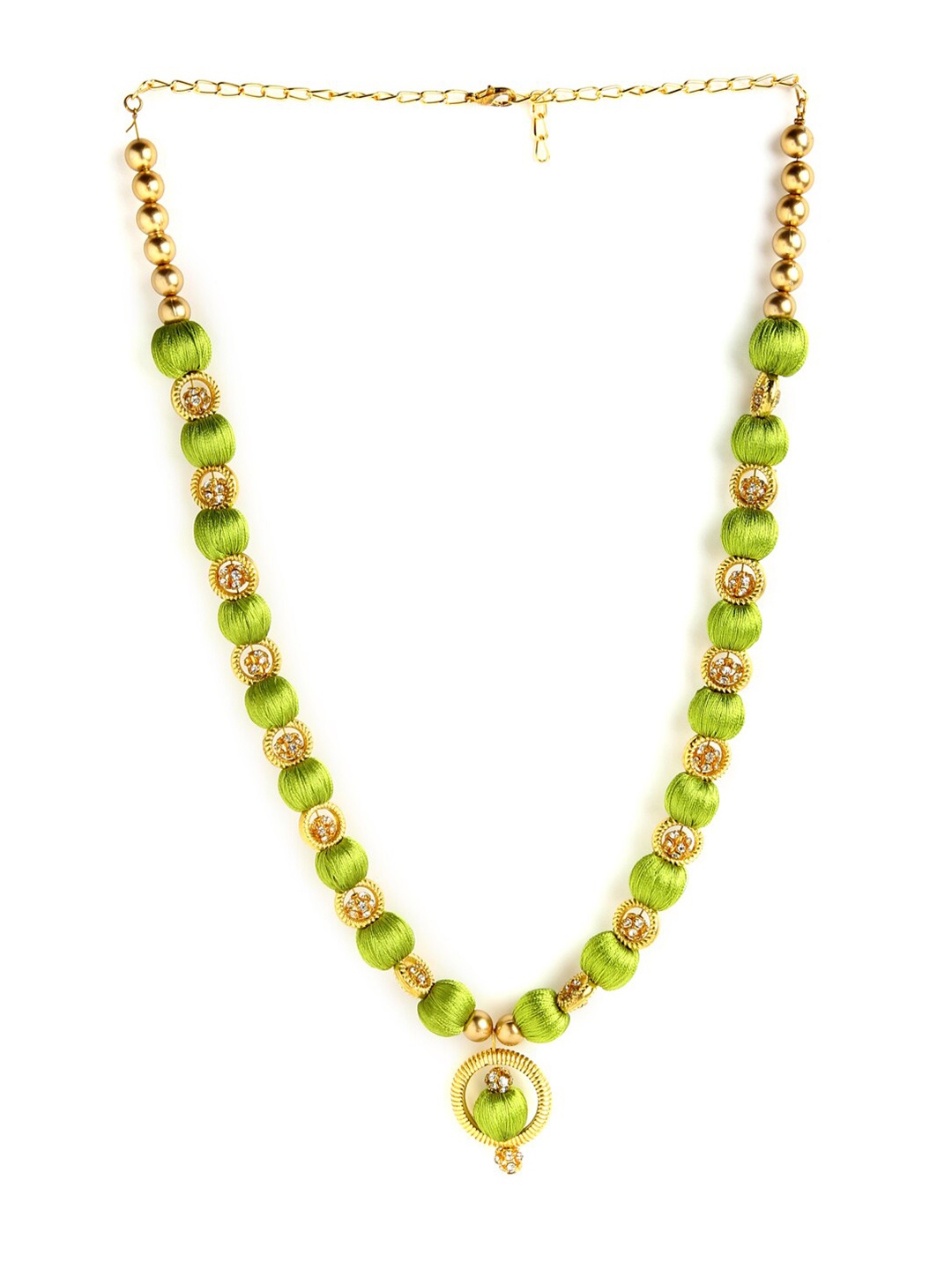 

AKSHARA Green & Gold-Toned German Silver Gold-Plated Handcrafted Necklace