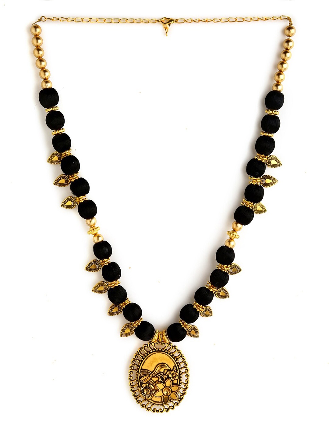 

AKSHARA Black & Gold-Toned German Silver Gold-Plated Handcrafted Necklace