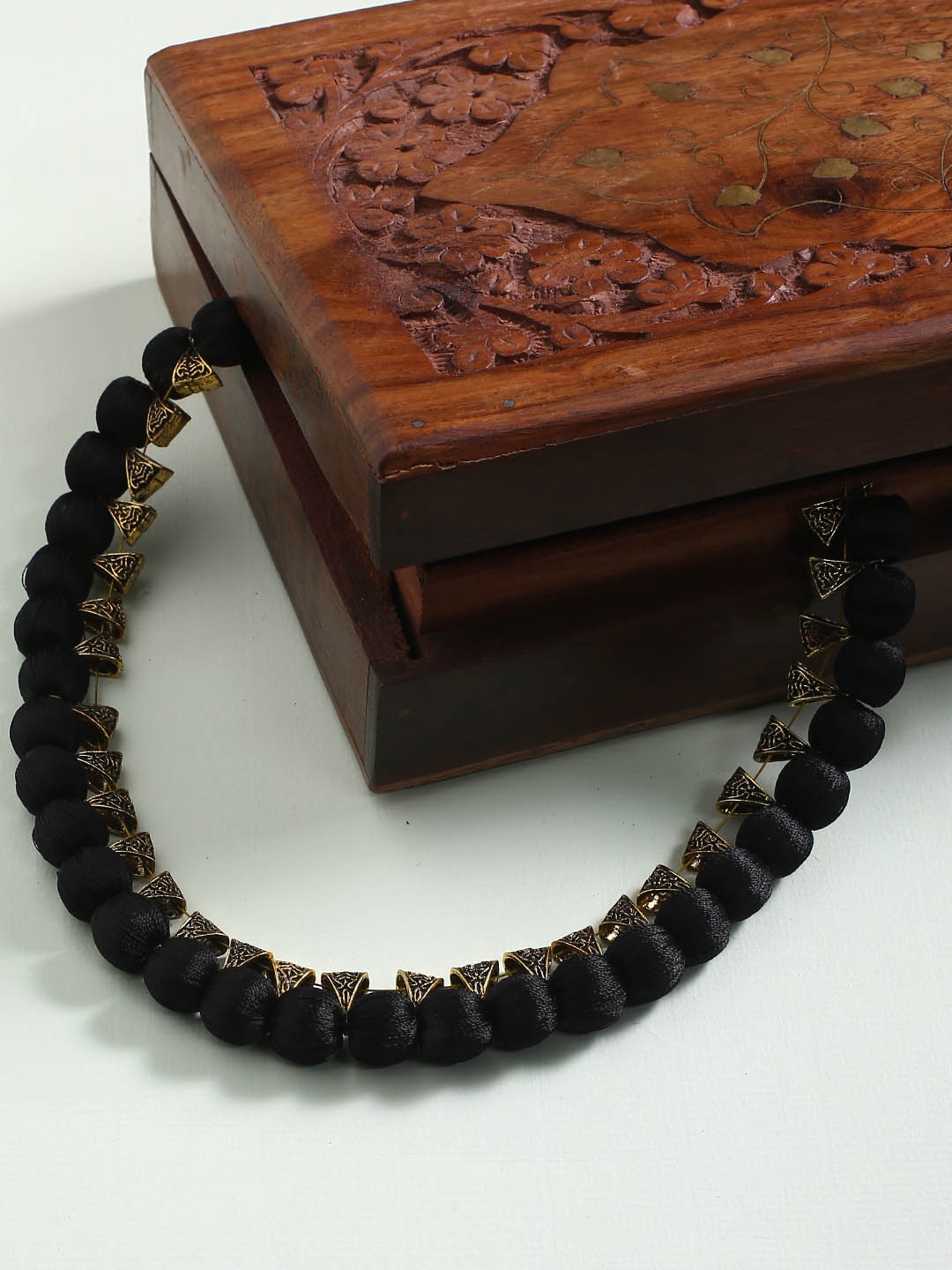 

AKSHARA Black & Gold-Toned German Silver Gold-Plated Handcrafted Necklace