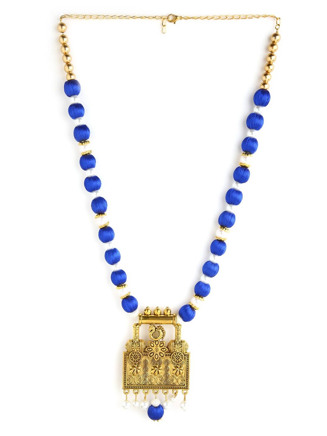 

AKSHARA Gold-Toned & Blue German Silver Gold-Plated Handcrafted Necklace