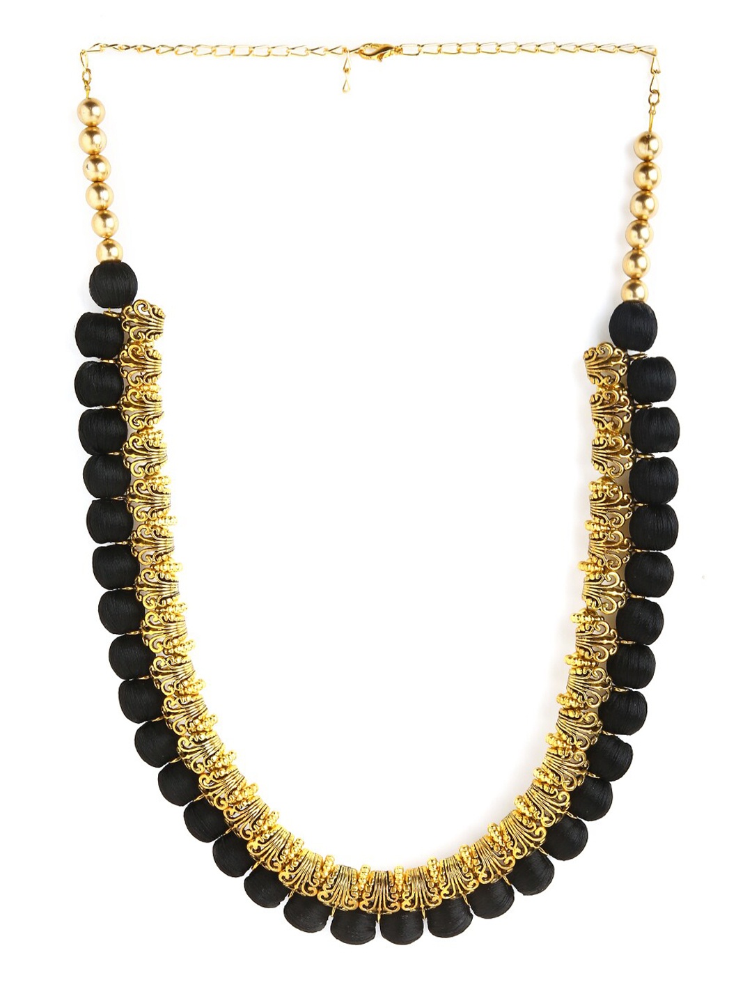 

AKSHARA Gold-Toned & Black German Silver Gold-Plated Handcrafted Necklace