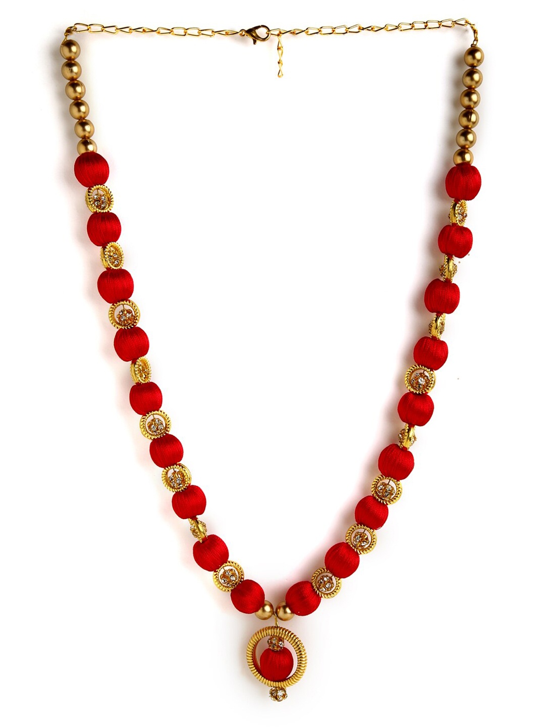 

AKSHARA Red & Gold-Toned German Silver Gold-Plated Handcrafted Necklace