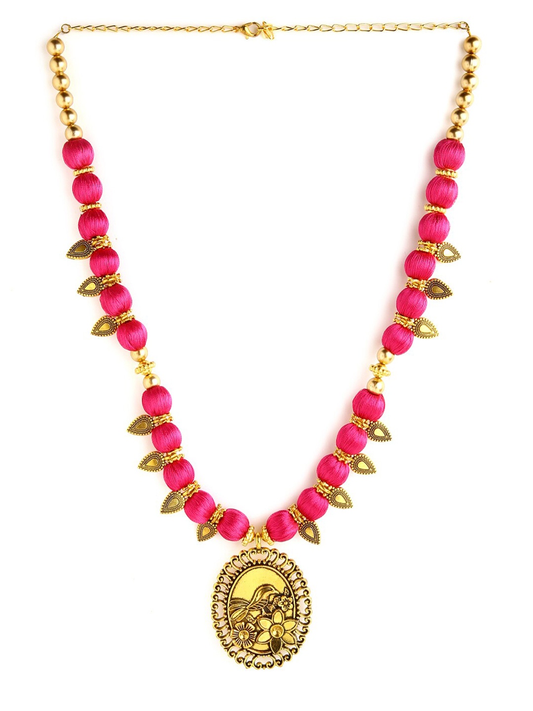 

AKSHARA Pink & Gold-Toned German Silver Gold-Plated Handcrafted Necklace