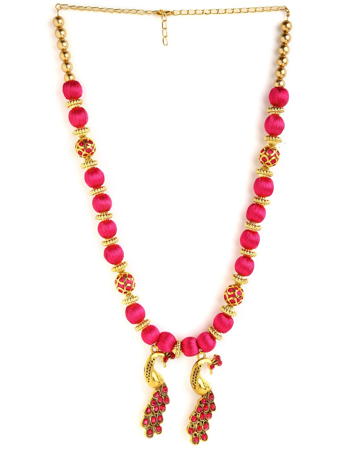 

AKSHARA Gold-Toned & Pink German Silver Gold-Plated Handcrafted Necklace