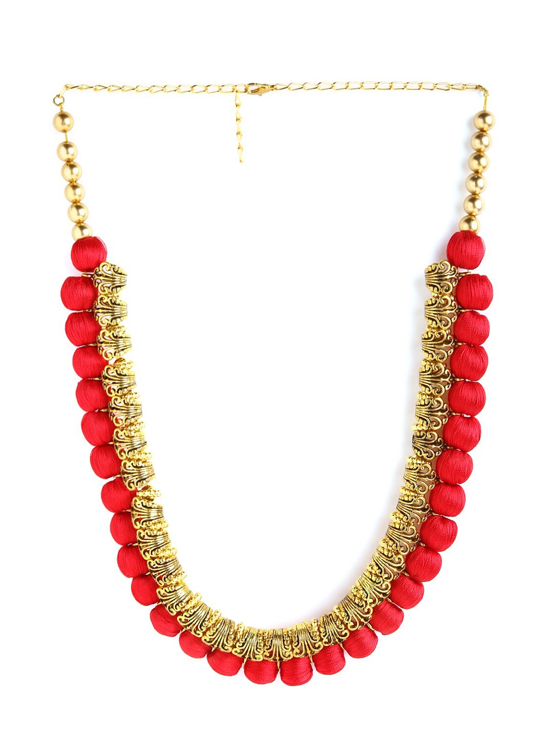 

AKSHARA Gold-Toned & Red German Silver Gold-Plated Handcrafted Necklace