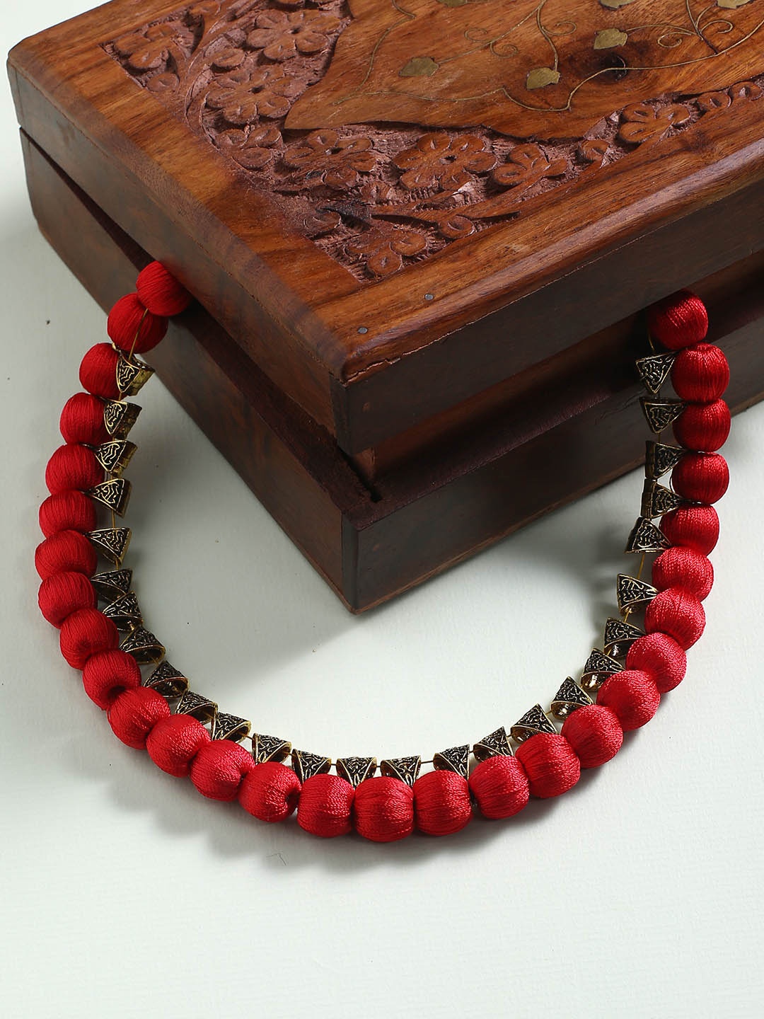 

AKSHARA Gold-Toned & Red German Silver Gold-Plated Handcrafted Necklace