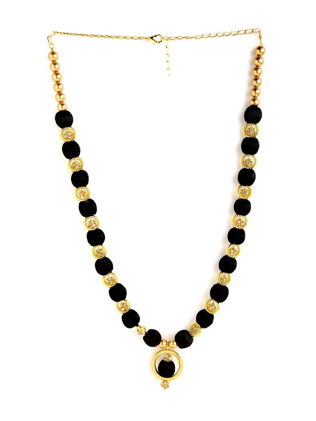 

AKSHARA Black & Gold-Toned German Silver Gold-Plated Handcrafted Necklace