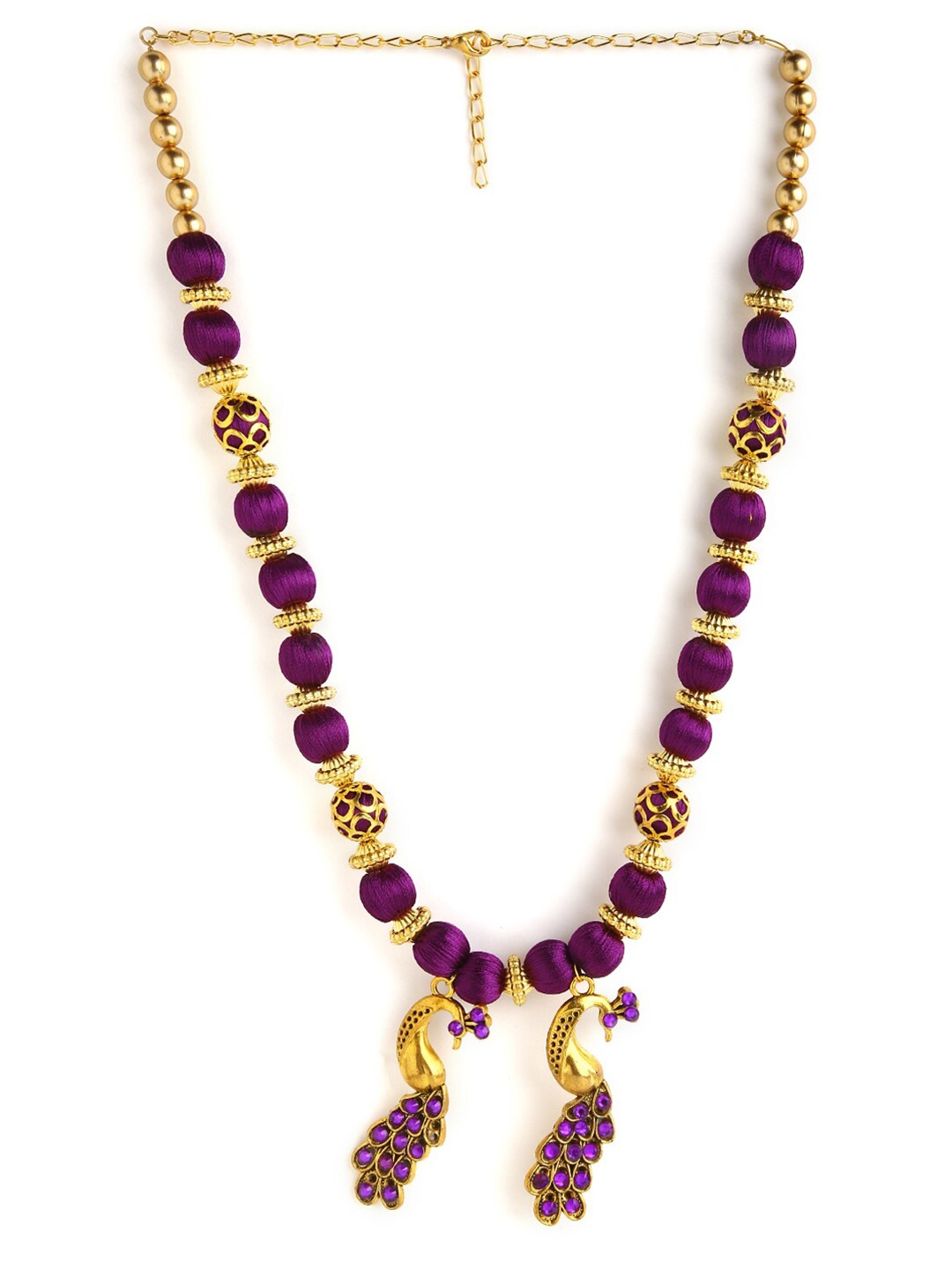 

AKSHARA Purple & Gold-Toned German Silver Gold-Plated Handcrafted Necklace