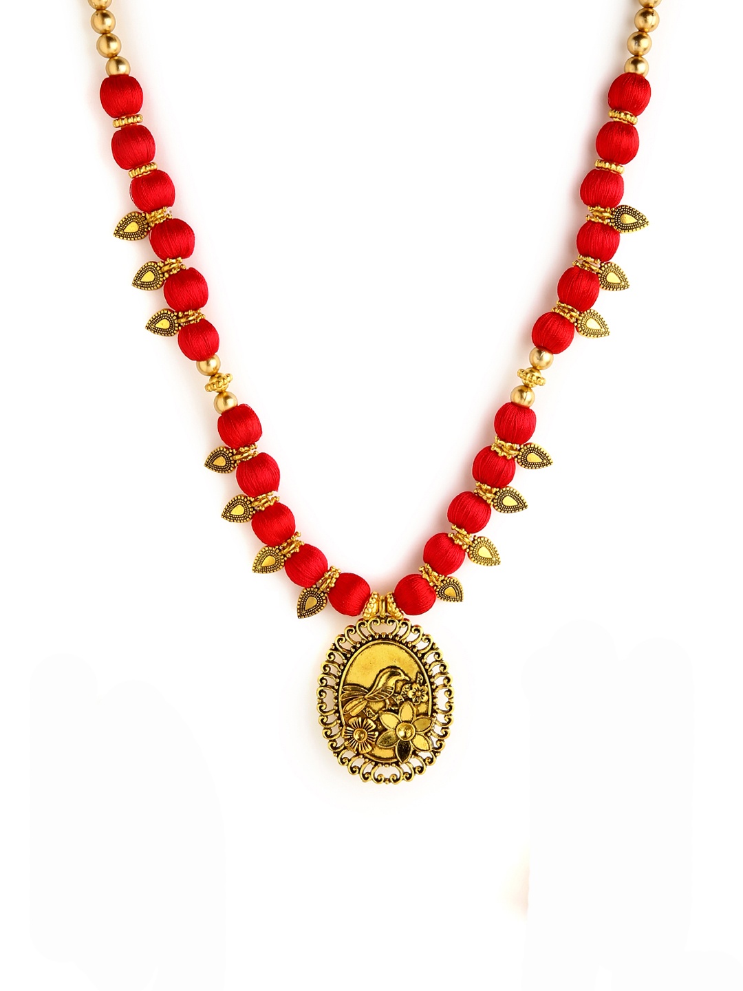 

AKSHARA Red & Gold-Plated German Silver Necklace