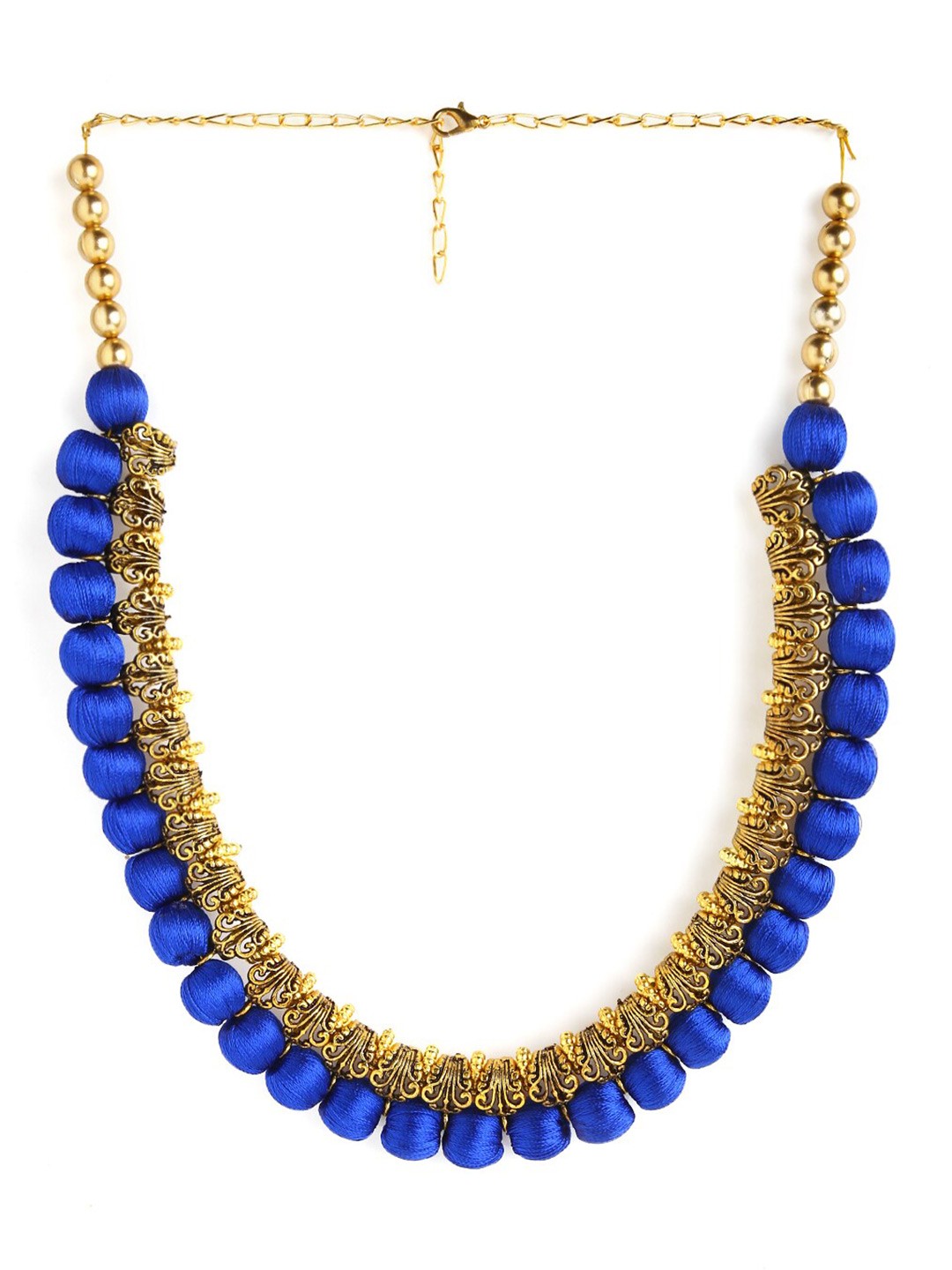 

AKSHARA Gold-Toned & Blue German Silver Gold-Plated Handcrafted Necklace