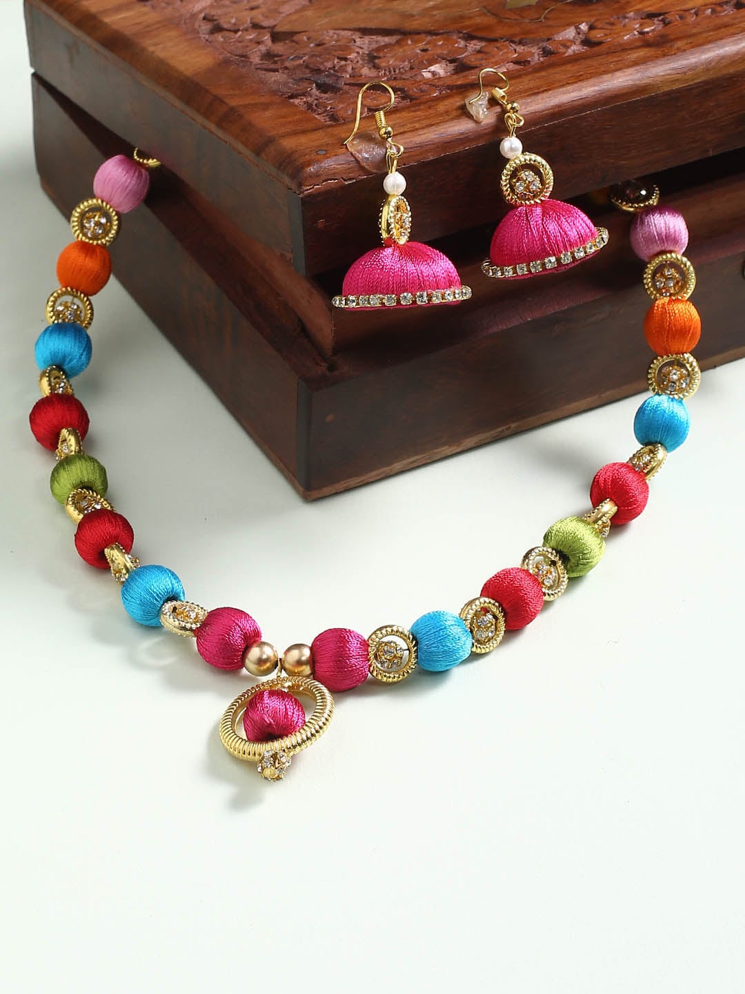 

AKSHARA Multicolored German Silver Gold-Plated Jewellery Set, Multi
