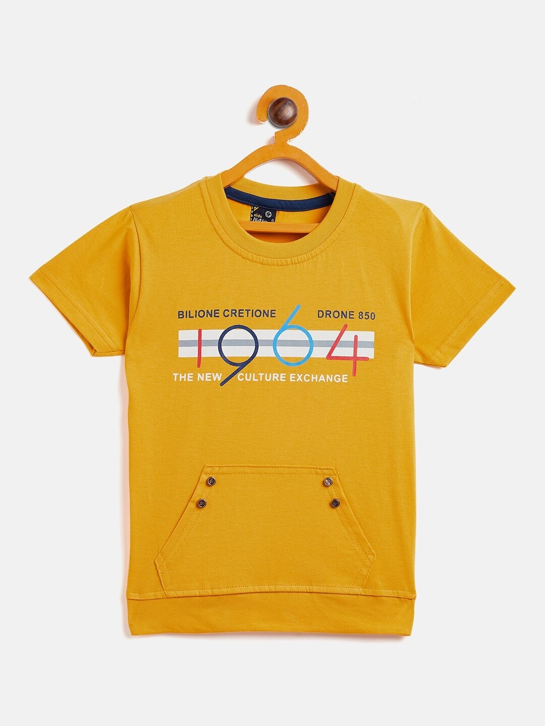

Camey Boys Yellow Printed Applique Slim Fit T-shirt