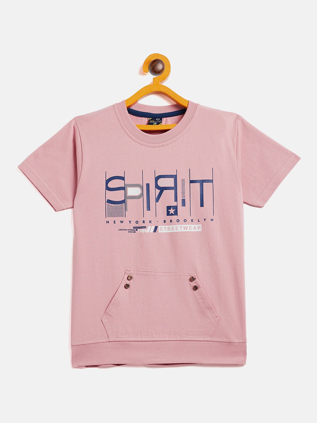 

Camey Boys Pink Typography Printed Slim Fit T-shirt