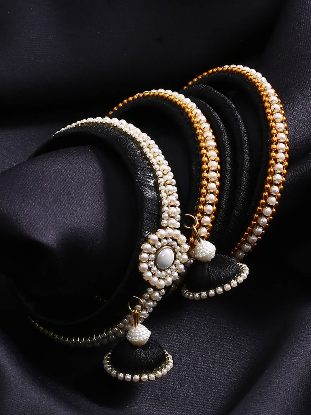 

AKSHARA Gold-Plated & Black Set Of 10 Bridal Bangle