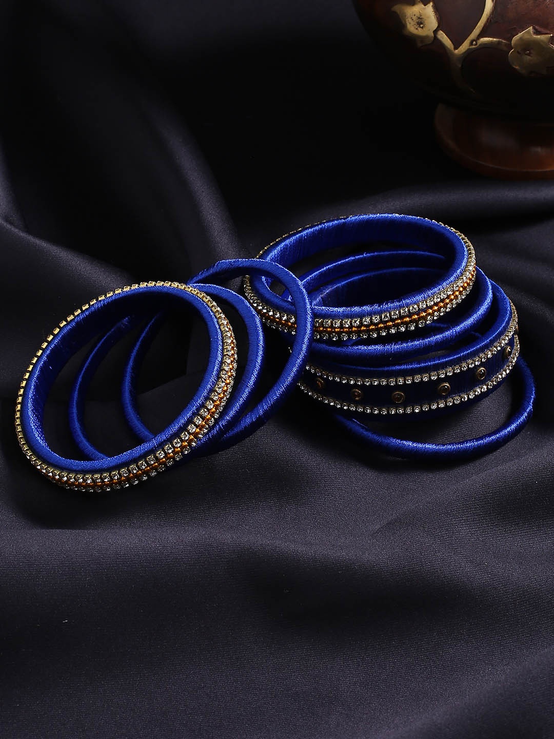 

AKSHARA Set of 14 Blue Handcrafted Bridal Bangles