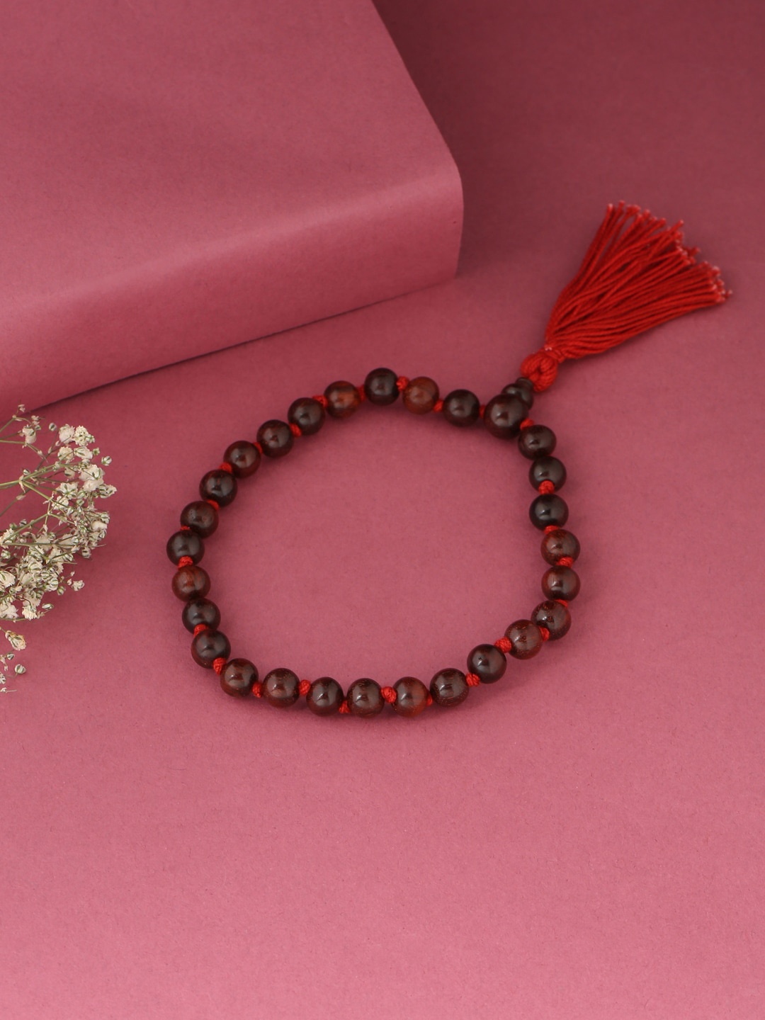 

RDK Red Beaded Sandalwood Japa Mala With Tassel