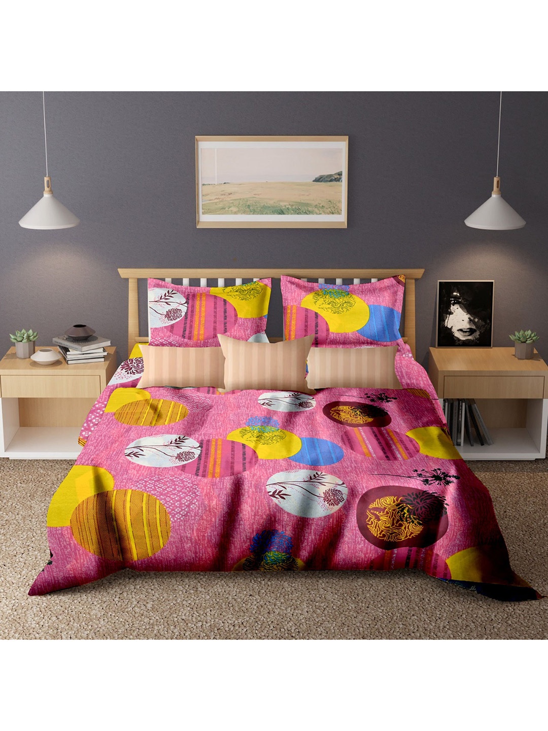 

Cortina Pink & White Floral 104 TC Queen Bedsheet with 2 Pillow Covers