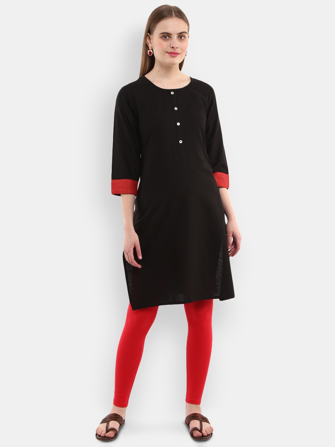 

V-Mart Women Black Thread Work Kurta