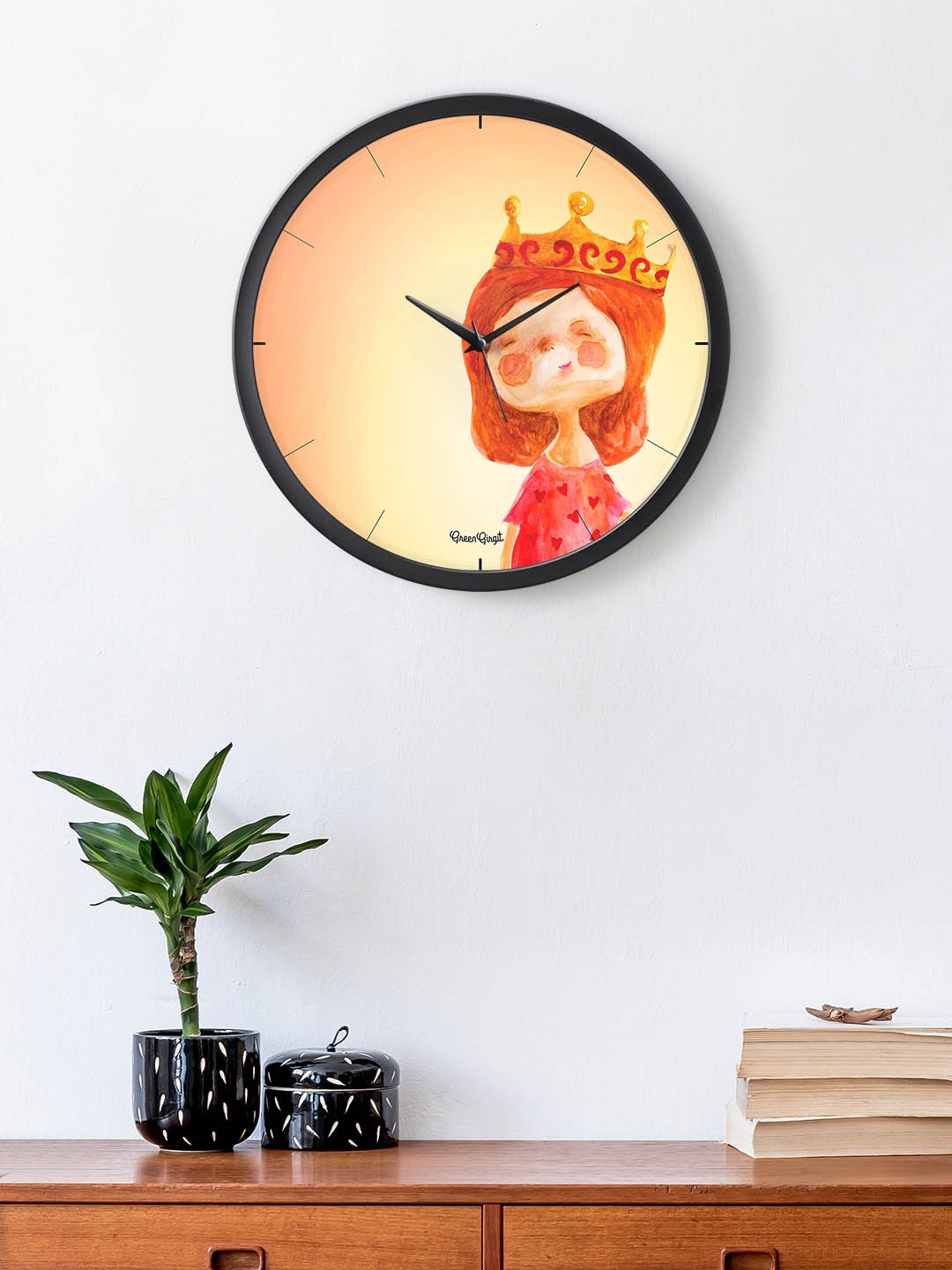 

green girgit Pink & Black Printed Analogue Contemporary Wall Clock
