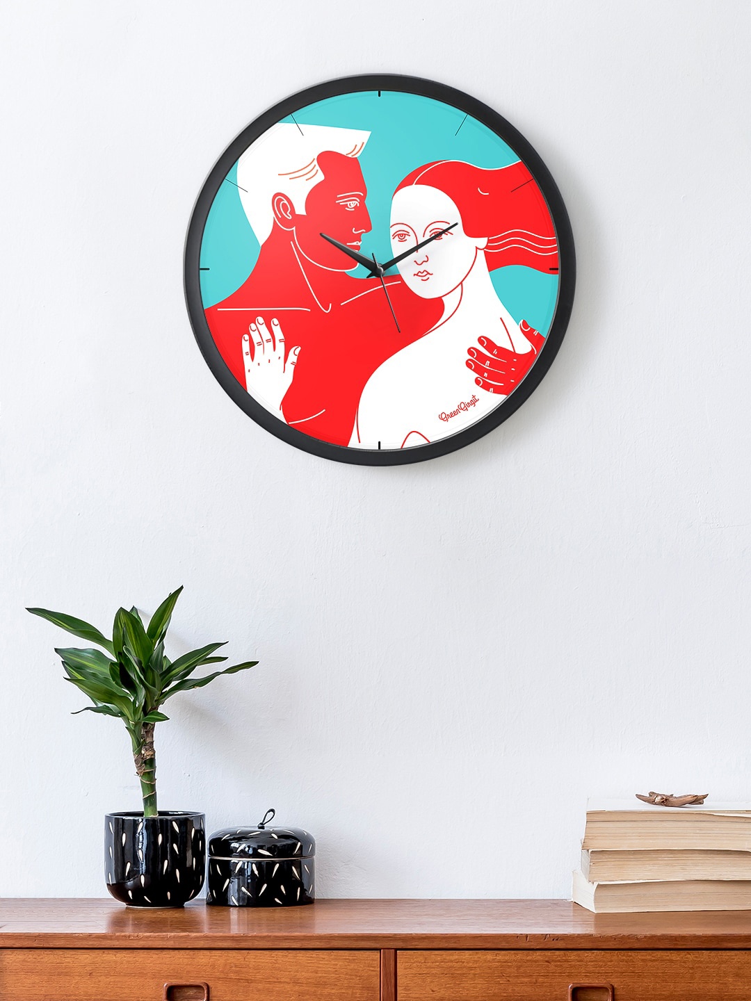 

green girgit Green & White Printed Contemporary 34.29 CM Wall Clock
