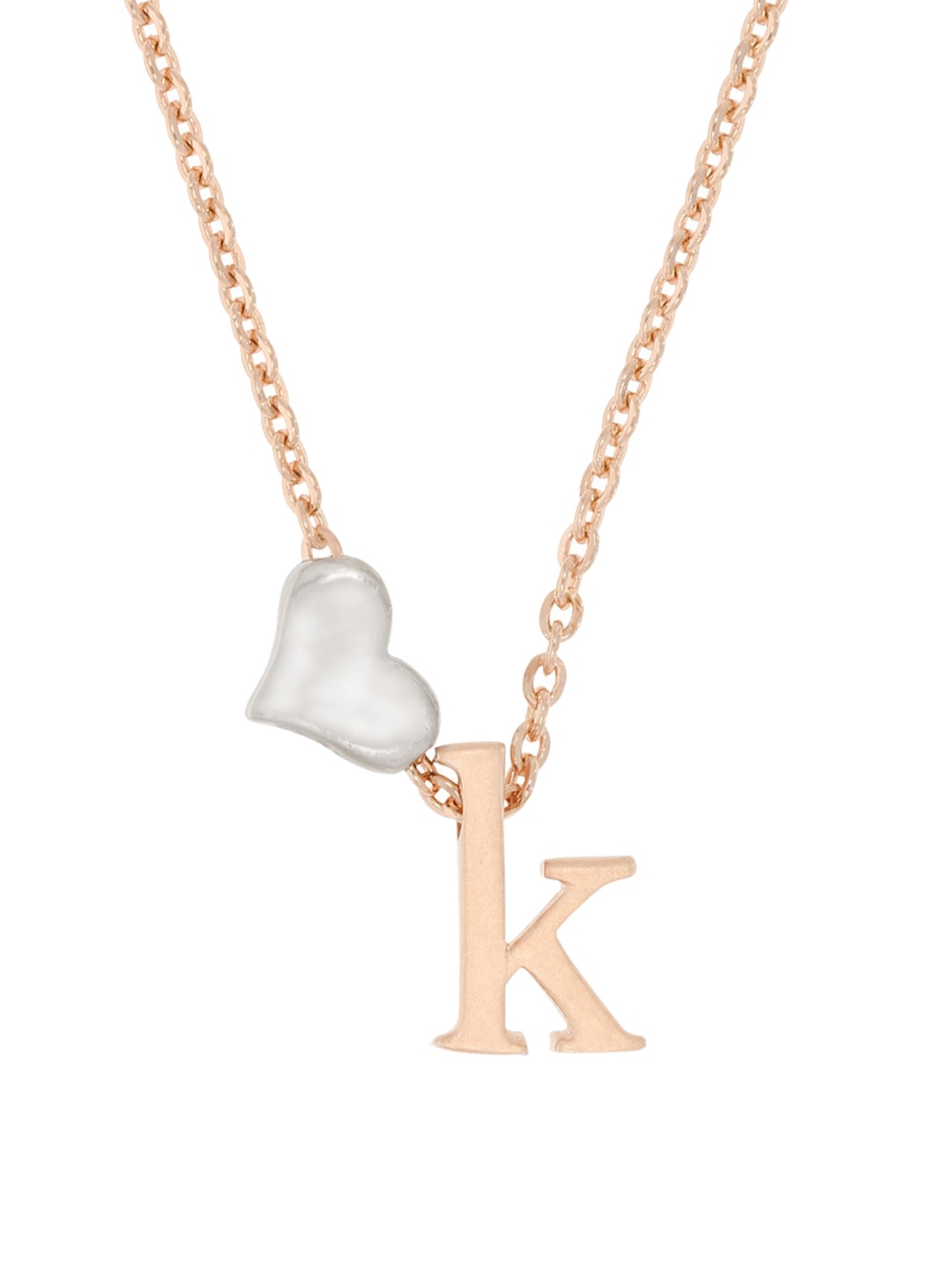 

ANAYRA Silver & Rose Gold Toned Heart Shaped Pendant With Chain
