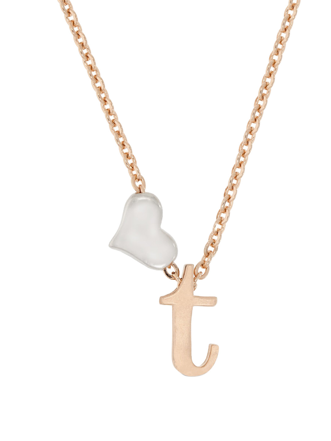 

ANAYRA 925 Sterling Silver Rose Gold-Toned & White Heart Shaped Pendant With Link Chain