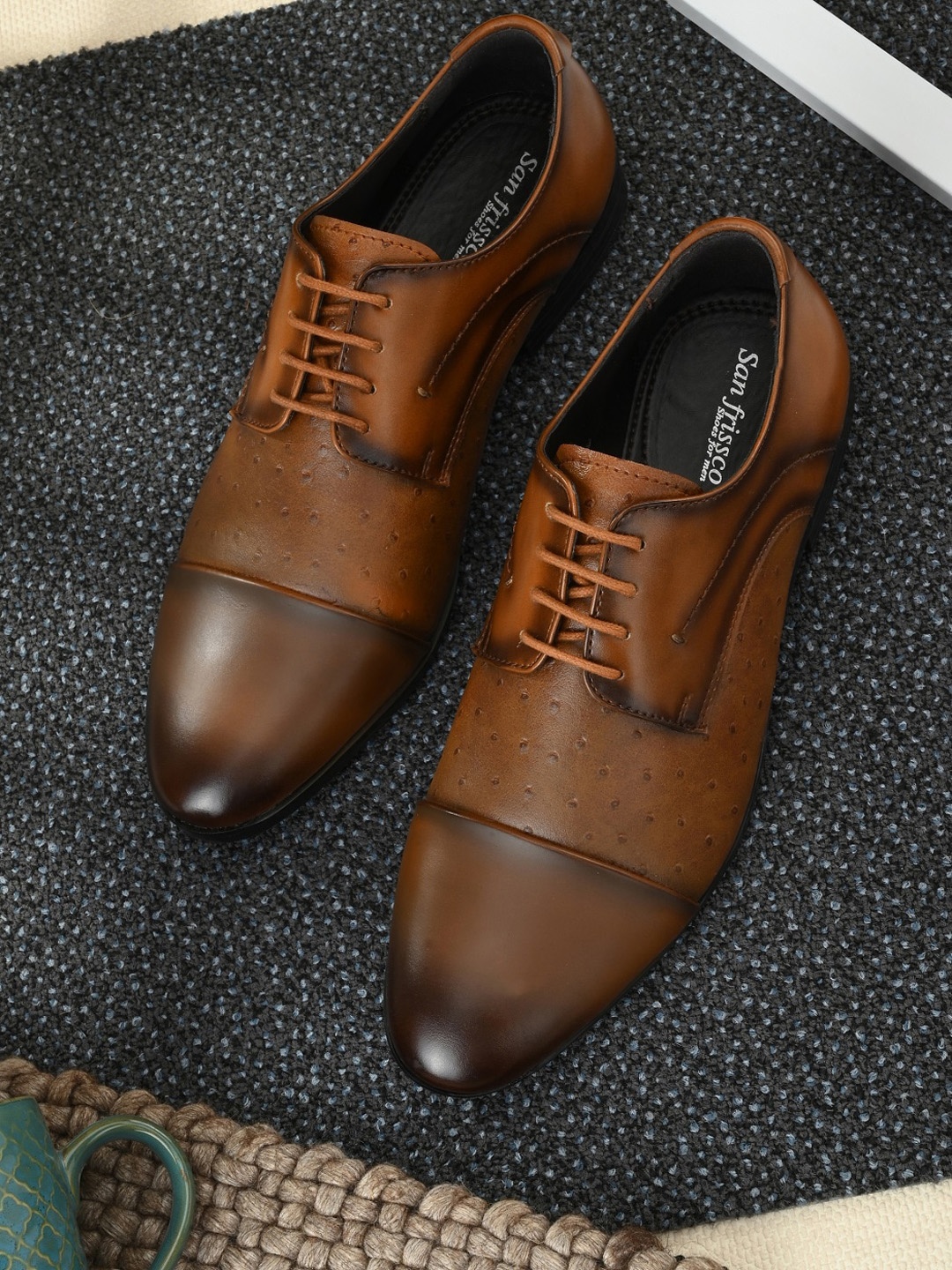 

San Frissco Men Tan-Brown Solid Formal Oxfords