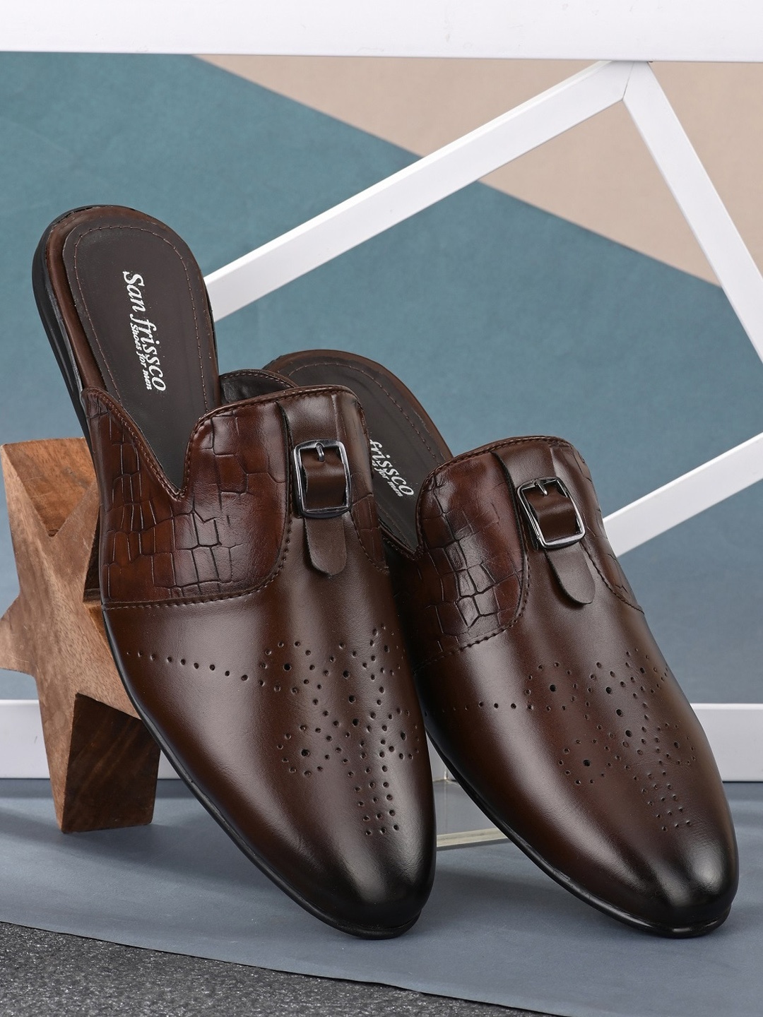 

San Frissco Men Brown Perforations Slip-On Sneakers
