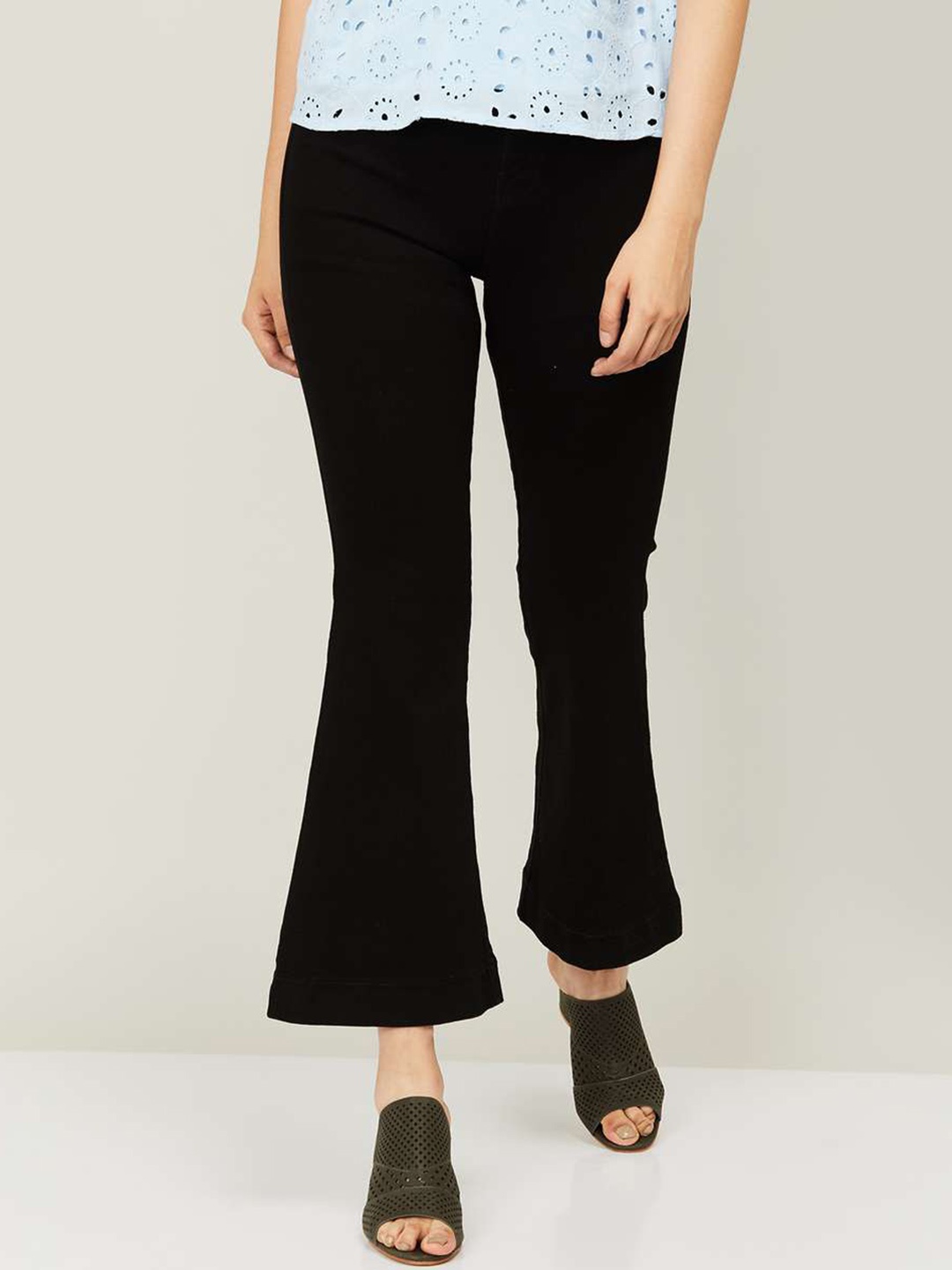 

Xpose Women Black Comfort Flared High-Rise Stretchable Jeans