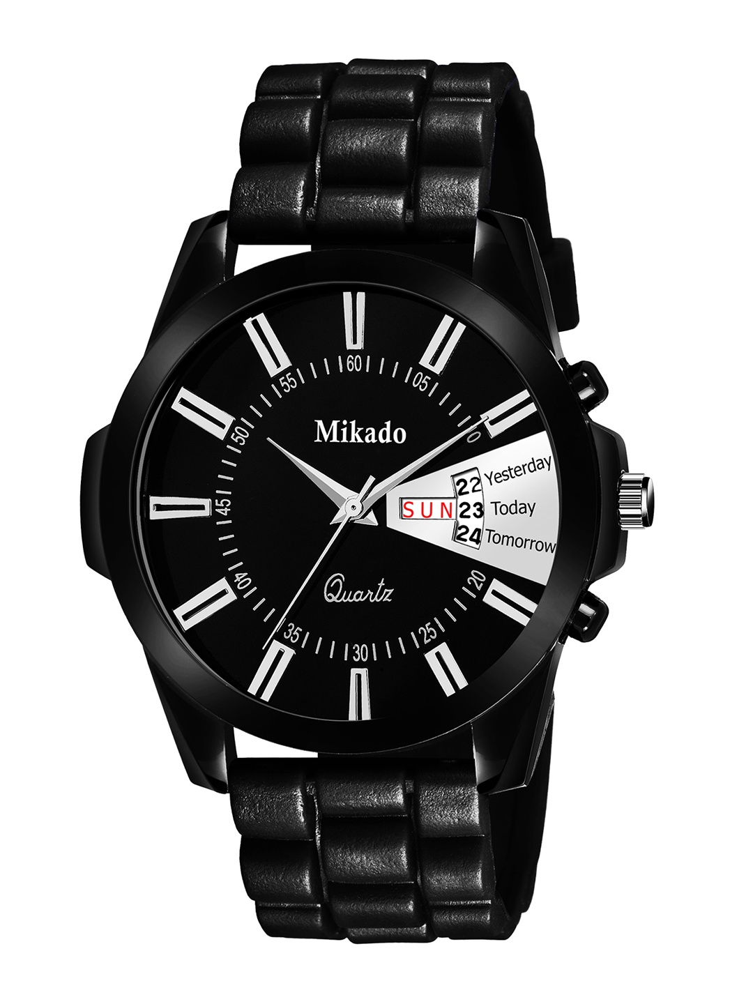 

Mikado Men Black Brass Dial & Black Straps Analogue Watch Black Day