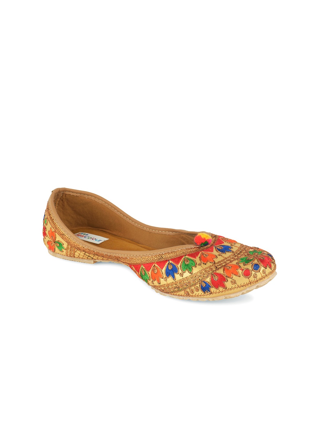 

DESI COLOUR Women Multicoloured Embellished Ethnic Mojaris Flats, Multi