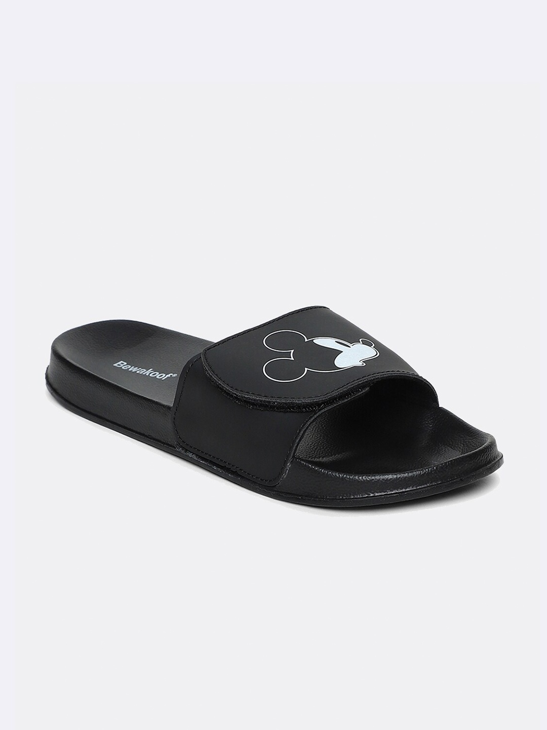 

Bewakoof Women Black & White Printed Rubber Sliders