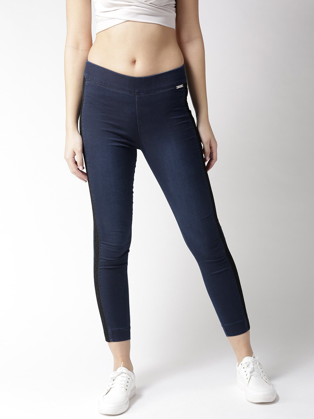 

Xpose Women Navy Blue Solid Skinny-Fit Cropped Jeggings