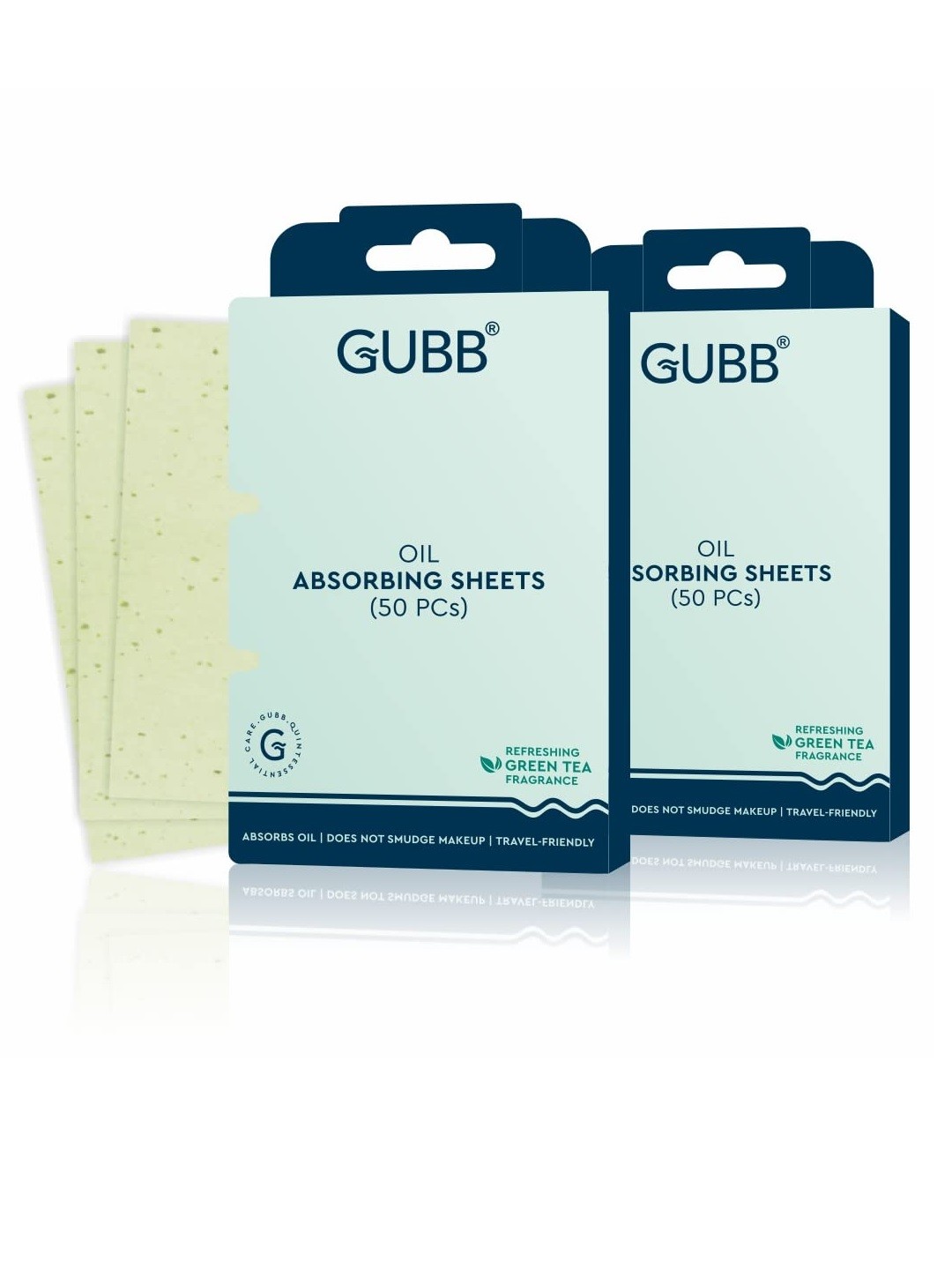 

GUBB Set of 2 Oil Absorbing Sheets Oil Control Tissue Wipes - 50 Pcs Each, Green