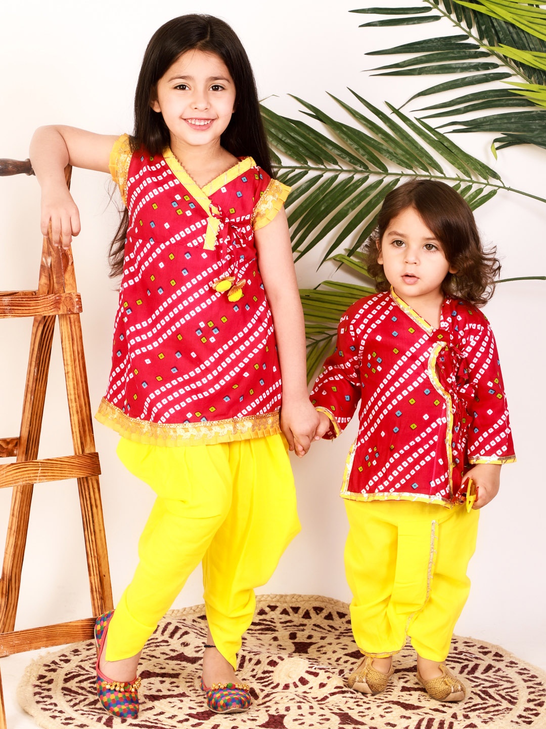 

KID1 Girls Pink Printed Angrakha Pure Cotton Kurti with Dhoti Pants