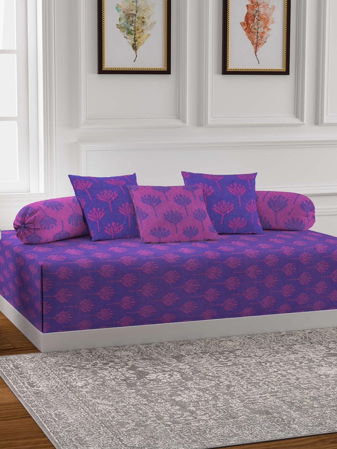 

KLOTTHE Purple Woven Design Cotton Diwan Set