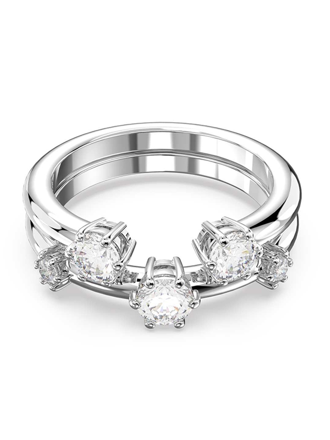 

SWAROVSKI Rhodium-Plated & White Crystal-Studded Finger Ring
