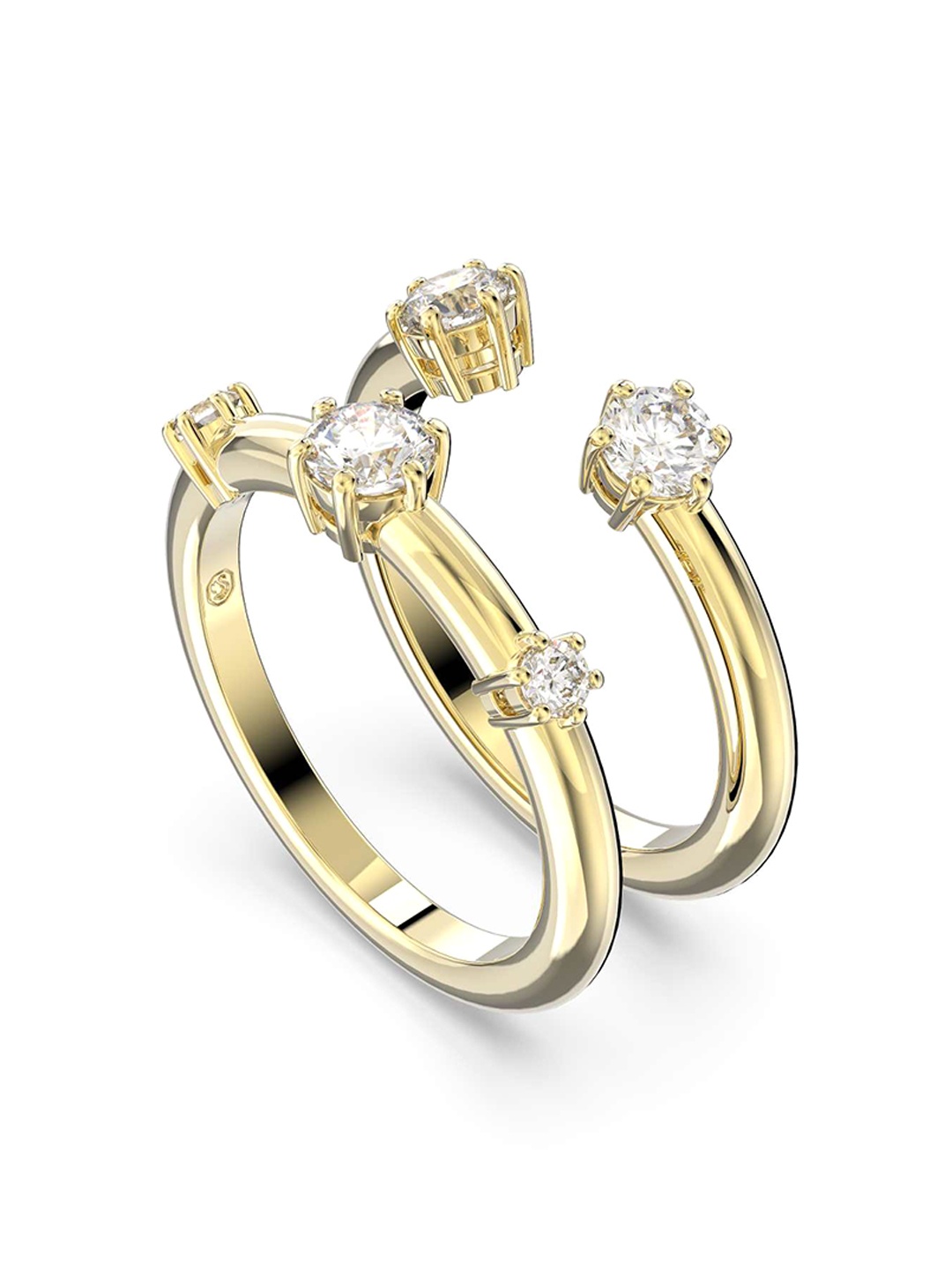 

SWAROVSKI Gold-Plated White Crystal-Studded Finger Ring